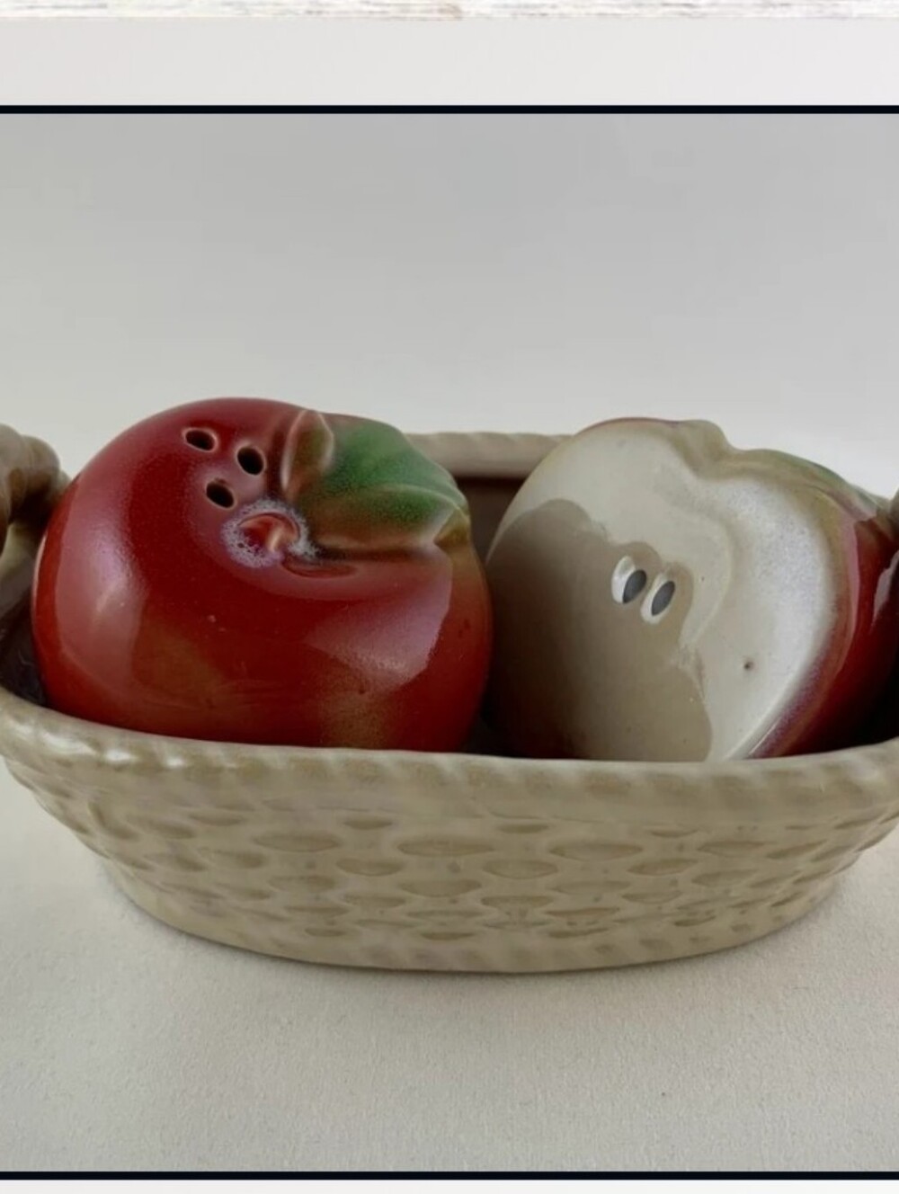 Vintage Apples in a Basket Salt and Pepper Shakers